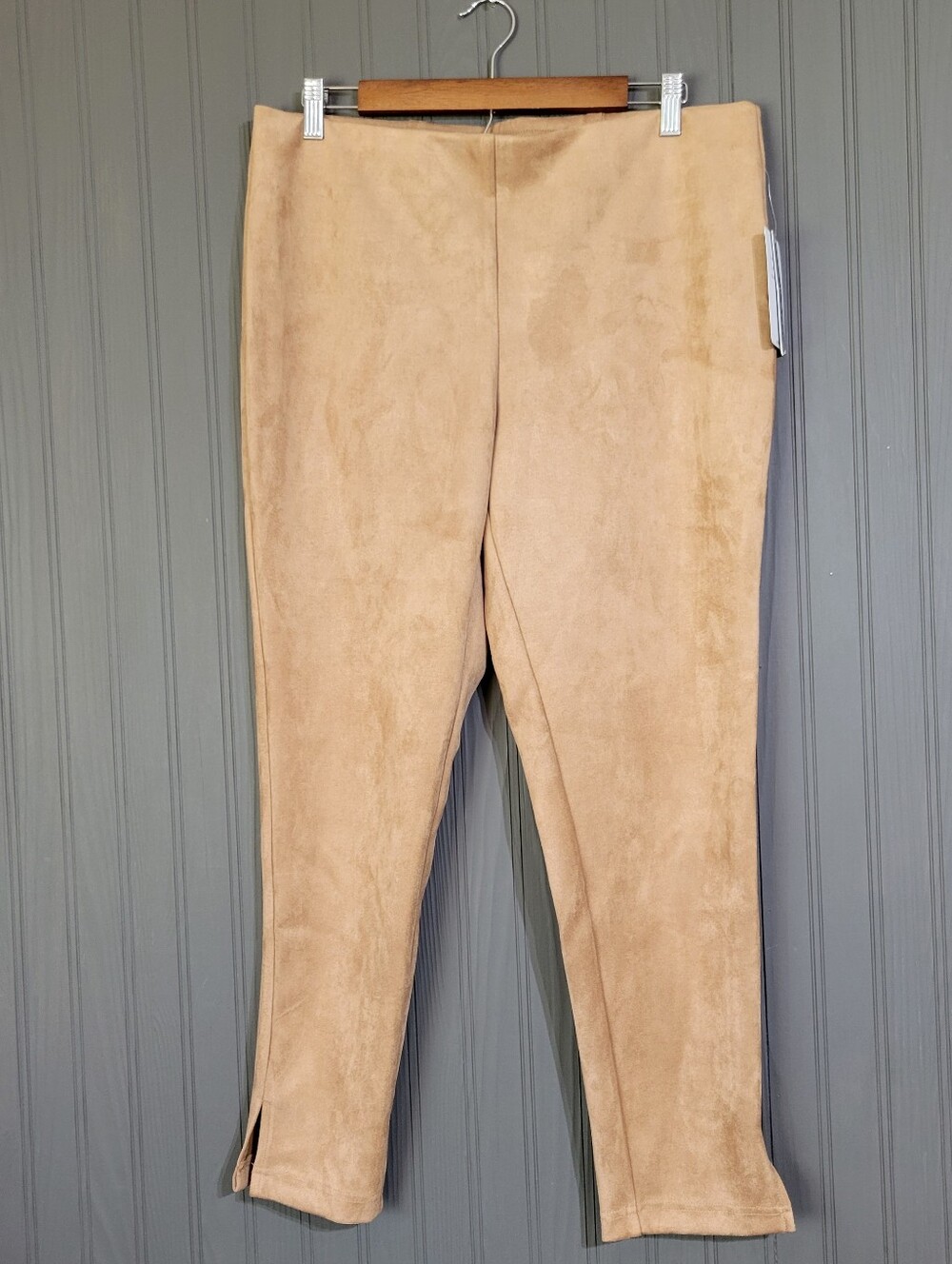 NWT Zac & Rachel Faux Suede Pants Pull-On Slim Ankle Brown Women's Large
